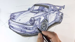 [Car drawing] draw a car 자동차 드로잉 / Porsche 964 carrera 포르쉐