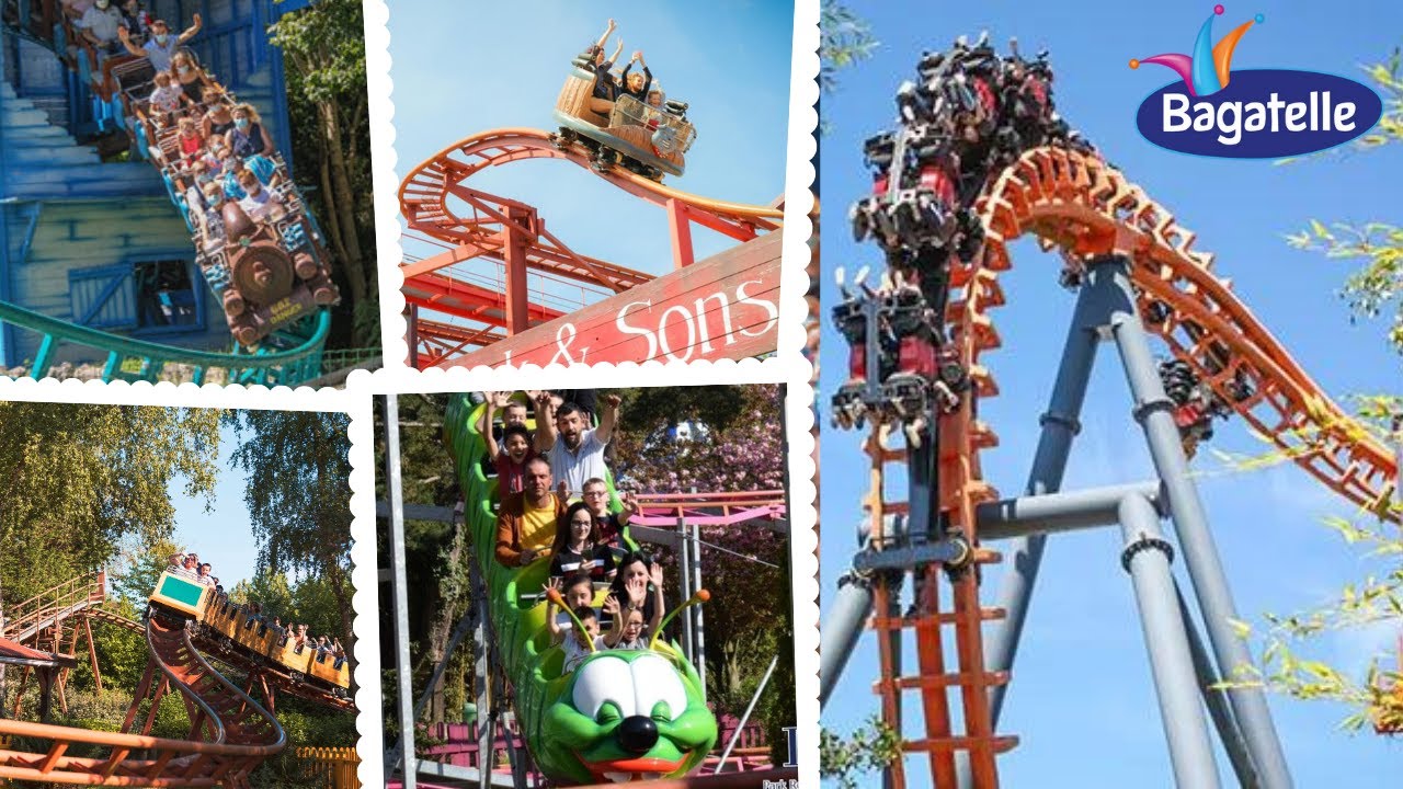 All Roller Coasters at Theme Park Parc Bagatelle onride!