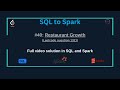 SQLtoSpark #40: Restaurant Growth (SQL &amp; Spark Solution) | LeetCode SQL50 Challenge