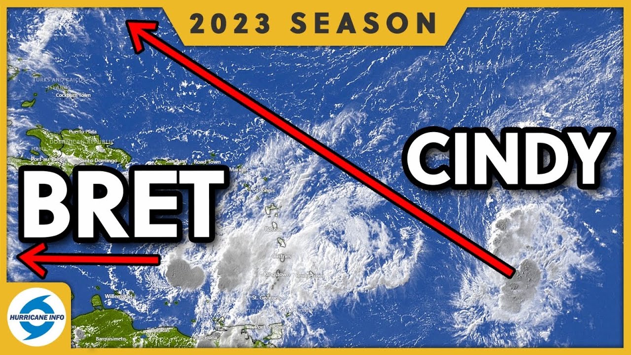 Tropical Storm Bret in the Caribbean. Tropical Storm Cindy could be a threat to Bermuda.