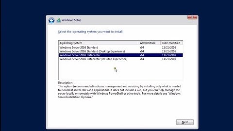 Install Windows Server 2016 Datacenter Core on Hyper V