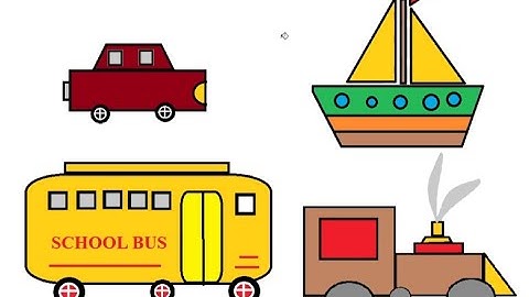 "MS Paint Drawing | Easy Transport Vehicles for Kids 🚗🚌🚂⛵" MS paint drawing easy step by step