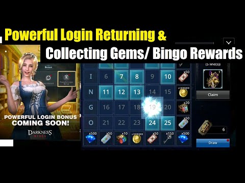 Darkness Rises Powerful Login Returning & Claiming Gems/ Bingo Rewards