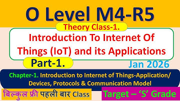 O Level Introduction To Internet Of Things (IoT) and its Applications (M4-R5) Chapter-1 Part-1