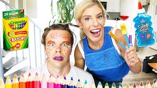 Wife Does My Makeup Only Using Back to School Supplies!