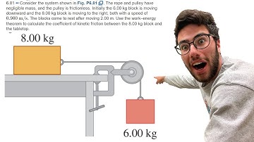 Initially the 6.00 kg block is moving downward and the 8.00 kg block is moving to the right - 6-81