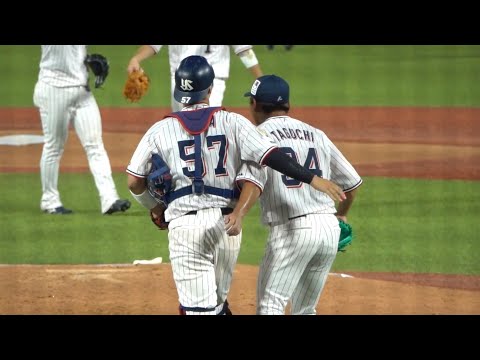 本日は田口麗斗が締める！勝利の瞬間ハイタッチ！東京ヤクルトスワローズvs中日ドラゴンズ2023/08/19