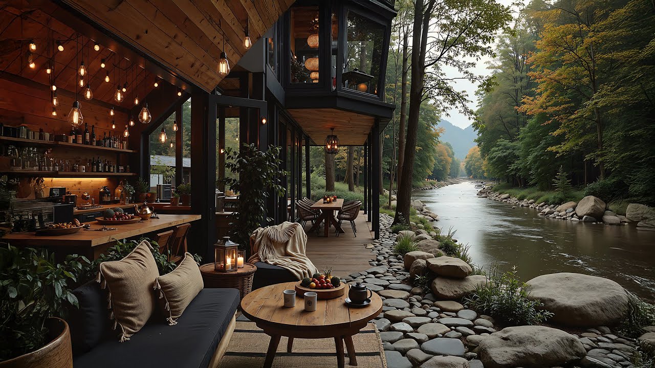 Forest Jazz by the River – Autumn Morning Jazz at a Cozy Outdoor Living Room for Relaxation & Focus