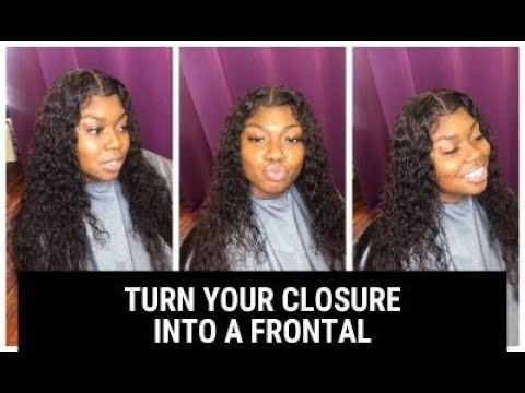 Turning A CLOSURE Into A FRONTAL | 5x5 Closure Sew In Deep Wave Hair ...
