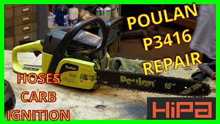 Poulan (P3416)(P3314)  Chainsaw Repair & Service ~ Carb Rebuild, Hoses Replaced & Ignition How To