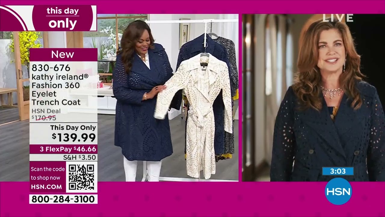 kathy ireland Fashion 360 Eyelet Trench Coat