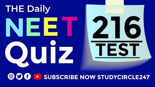 NEET TEST 216 | NEET 2022 Exam Ke Liye Important Objective Questions in Hindi @StudyCircle247 #NEET