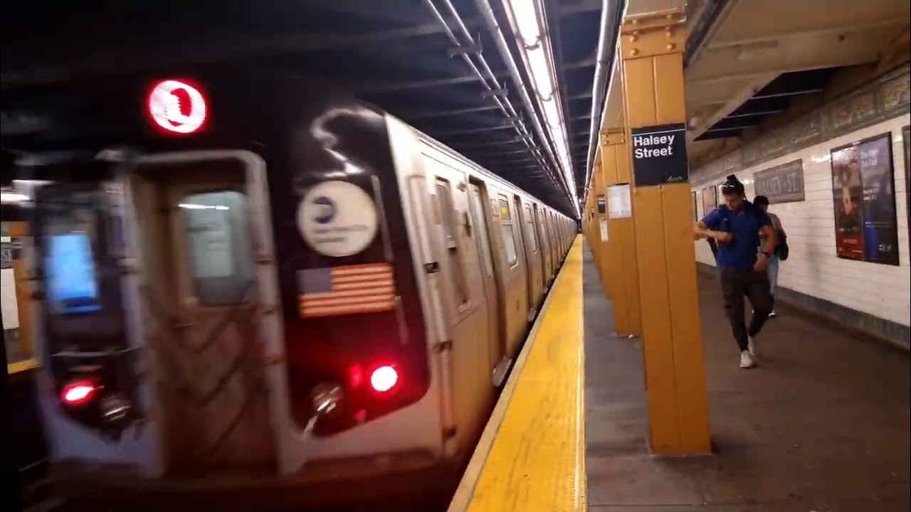BMT Canarsie Line(L) Train Action at Halsey Street (R143 & R160) YouTube