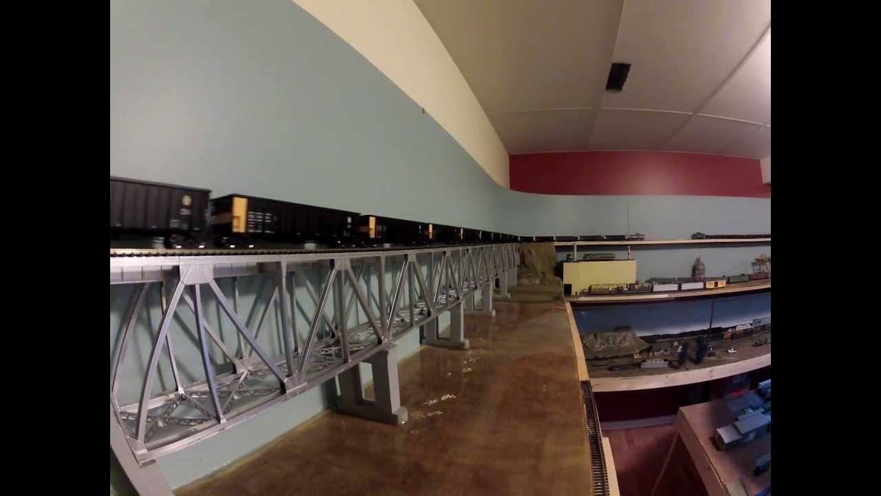 BC Rail coal train across Peace River Bridge (HO Scale)