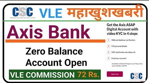 CSC Axis Bank Account Opening / एक्सिस बैंक मे जीरो बेलेन्स खाता खुलना शुरु@ActivePoint8890