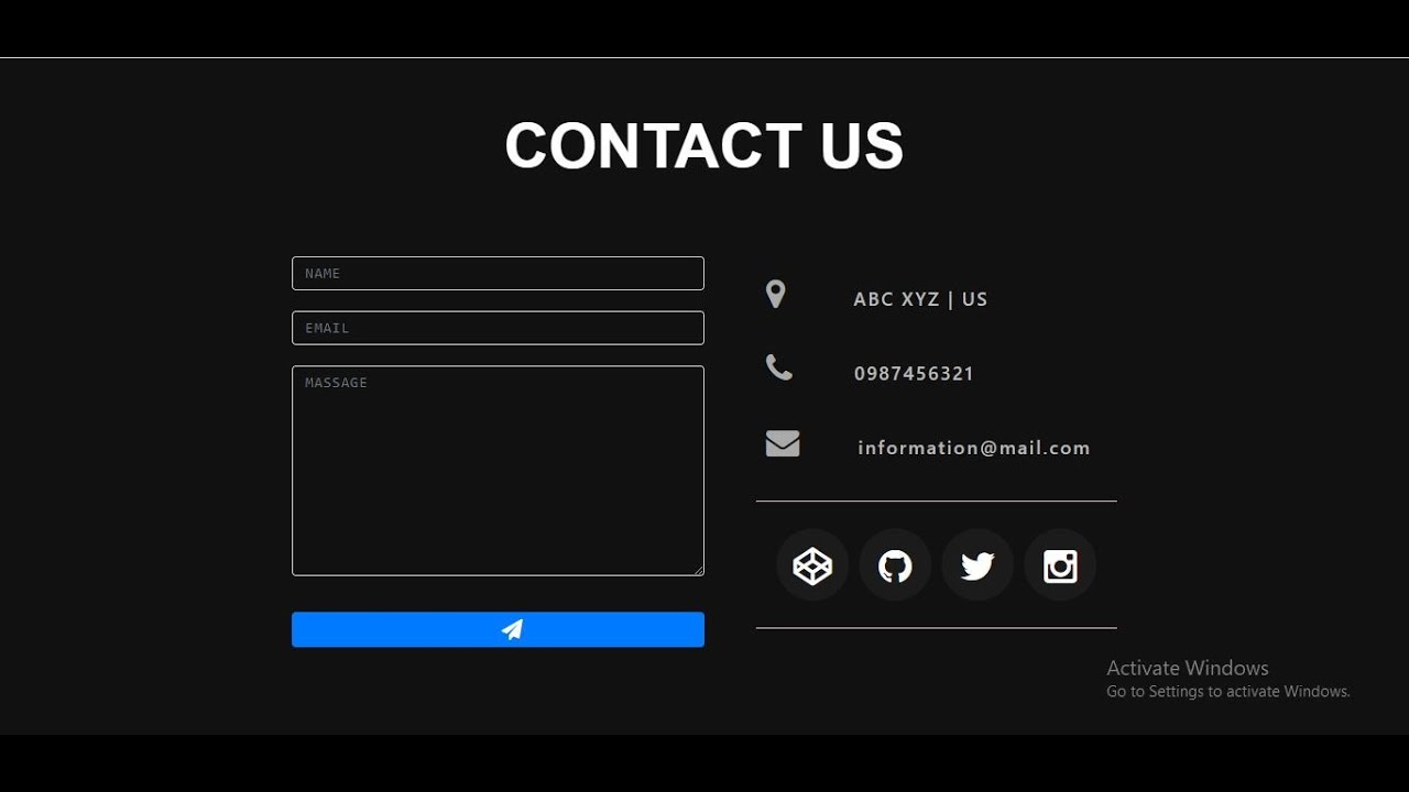 Contact Us Page Design using Html CSS Bootstrap | HTML Responsive Web ...