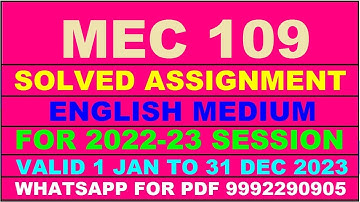 mec 109 solved assignment 2022-23 in english | mec 109 solved assignment 2022-23 | mec 109 2023