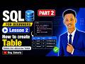 SQL Course Lesson 2 | How to Create Table in SQL | Sidee loo Abuuraa Table