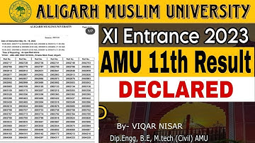 amu class 11th entrance Result 2023 | amu class XI cutoff 2023 | cutoff | result update