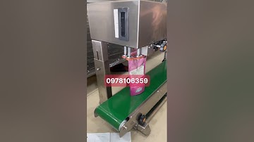 Máy hàn miệng túi liên tục dạng đứng, máy ép bao nilong, máy hàn túi PE liên tục có dịch nước