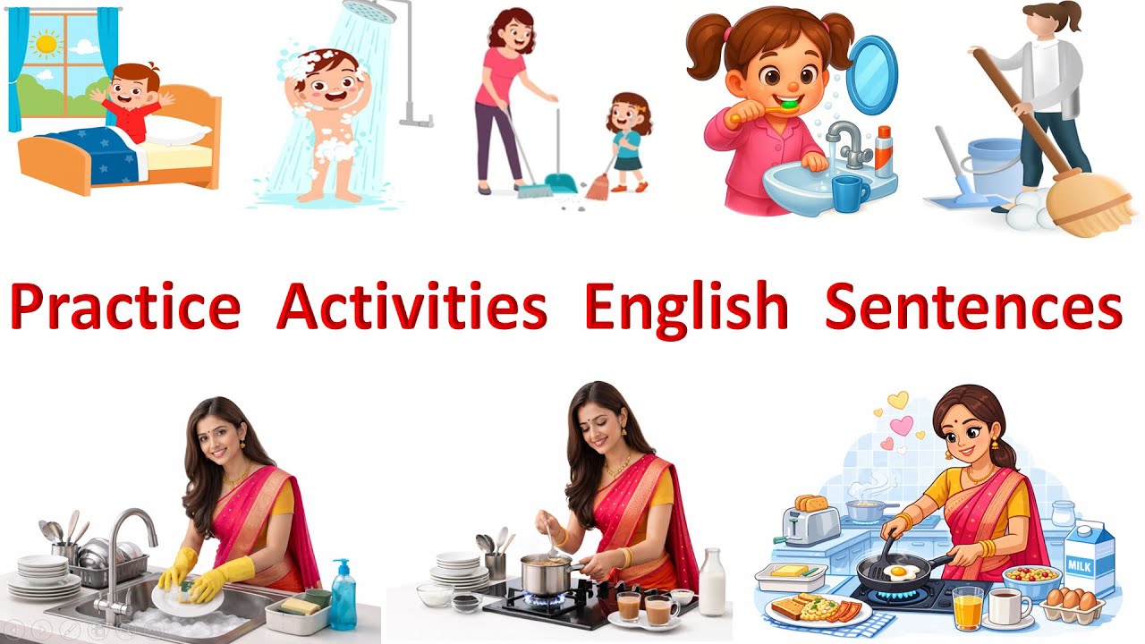 Practice Morning Routine English Sentences || English to Hindi || Spoken English || 