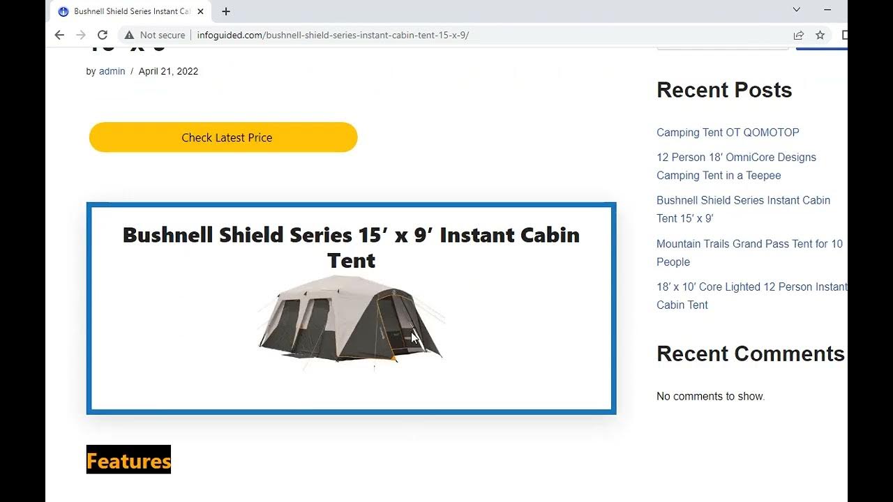 Bushnell Shield Series Instant Cabin Tent 15′ x 9′ YouTube