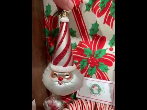 Raz Eric Cortina 5.75" Peppermint Santa Glass Christmas Ornament 4253125