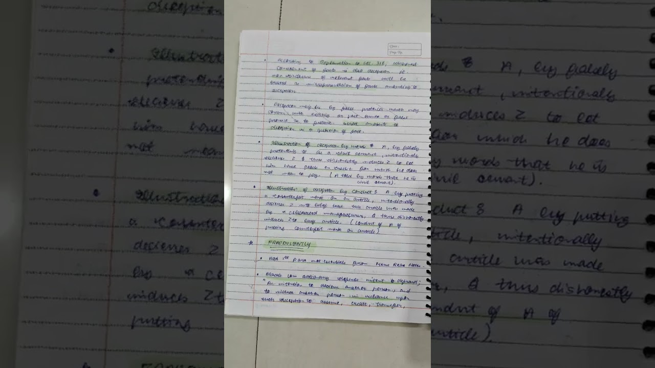 Cheating notes. Section 318 BNS. ANSWER WRITING. 