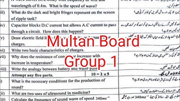 10th class physics Multan board group 1 mcqs paper 2024 || Class 10 physics paper 2024