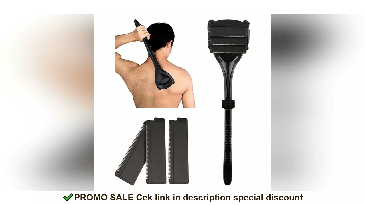 Men's painless back shaver three blade hair removal device back long handle portable foldable shaver