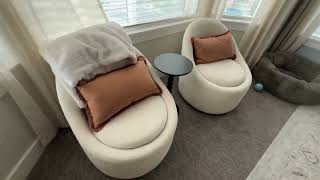 Swivel Barrel Accent Chair Set, Modern Small Round Accent Chair for Living Room Bedroom Review