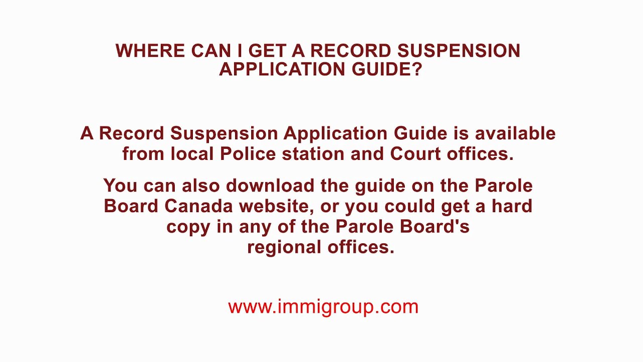 Where can I get a Record Suspension Application Guide? YouTube