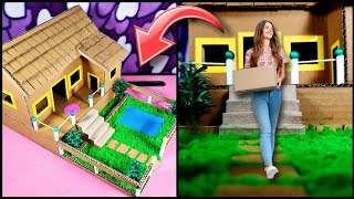 How to make a cardboard house | صنع بيت بالكرتون سهل جدا | cardboard house | صنع منزل