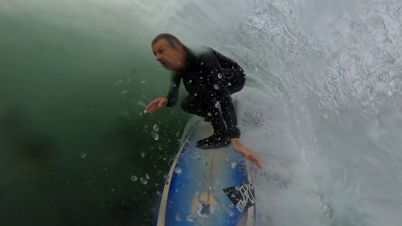 Surfing with GoPro MAX at 4-mile beach in Santa Cruz