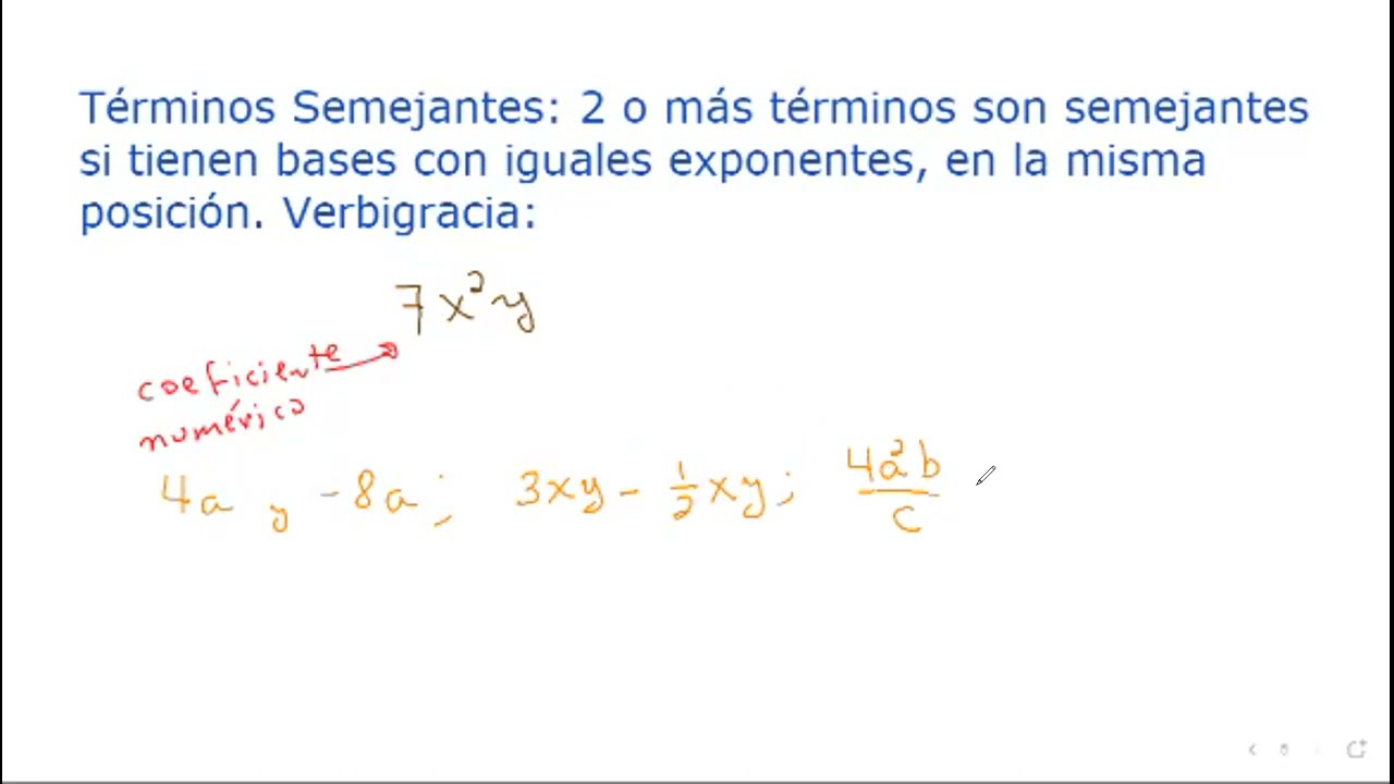 Vídeo 10 Álgebra Términos semejantes YouTube Vídeo 10 Álgebra Términos semejantes YouTube