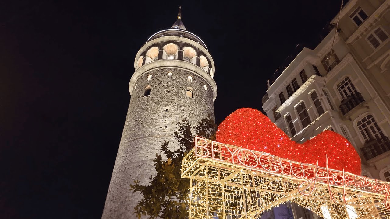 Istanbul Night Walk 2026: Galata Tower, Istiklal Avenue & Taksim Square | 4K 60fps ASMR Walking Tour