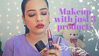 Everyday Makeup with just 3 Products|Apply Foundation, Lipstick, Eyeliner, Mascara, Blush, Eyeshadow screenshot 5