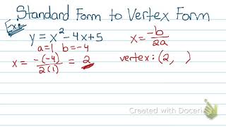 Standard Form to Vertex Form