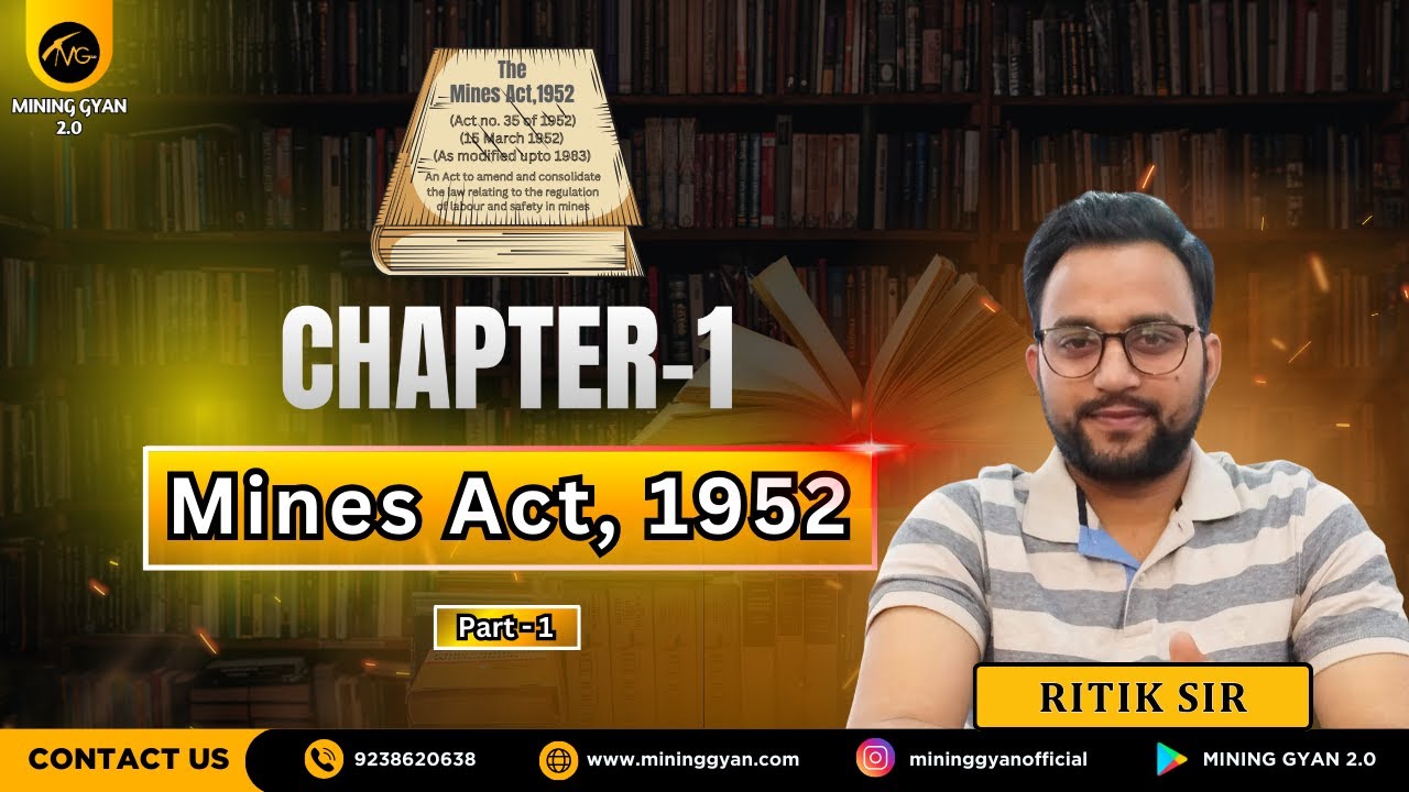 MINES ACT 1952 MCQs | Chapter - 1 | Part - 1 | Most Important Questions | Mining Gyan 2.0