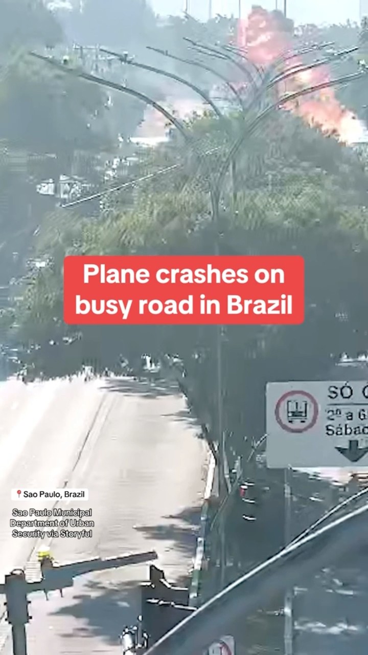 Plane crashes on busy road in Brazil #shorts