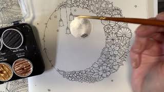 Claire Holoway Colouring - Moonshine On Sea background tutorial + painting moon craters