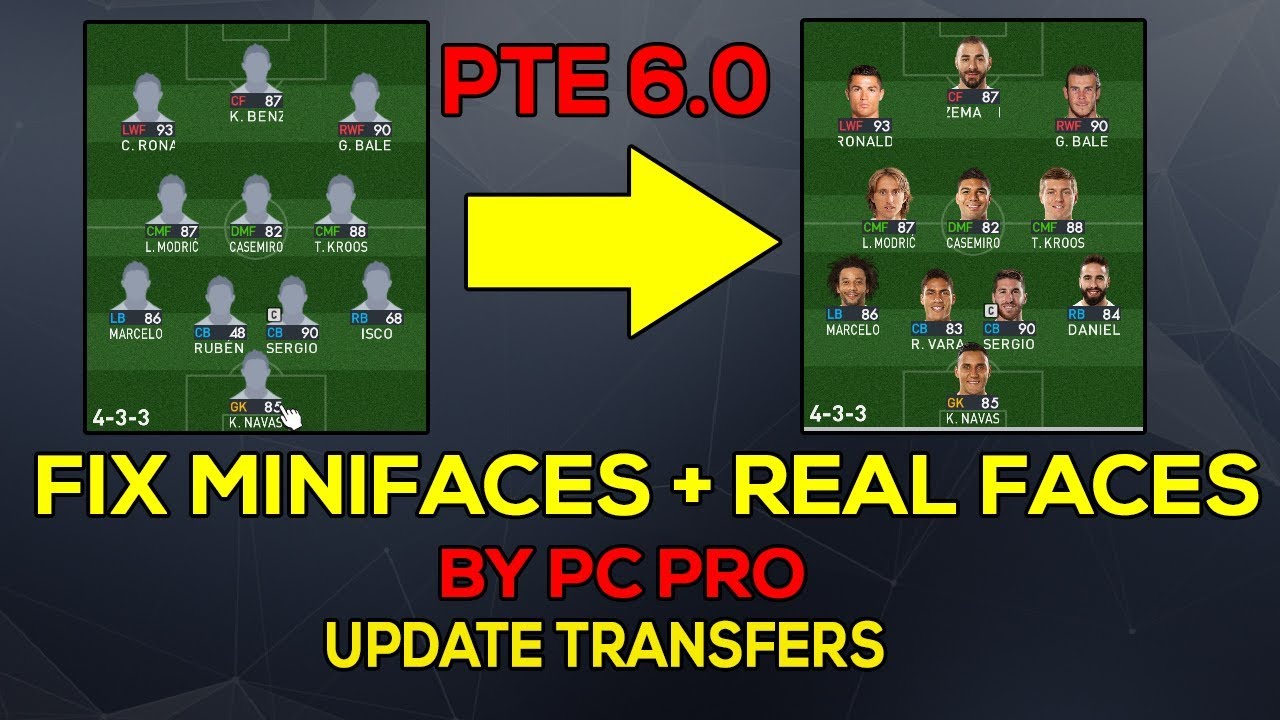 PES 2017 | Fix Gameplan MiniFaces By PC PRO + Real Faces BY Rizki23 For PTE 6.0