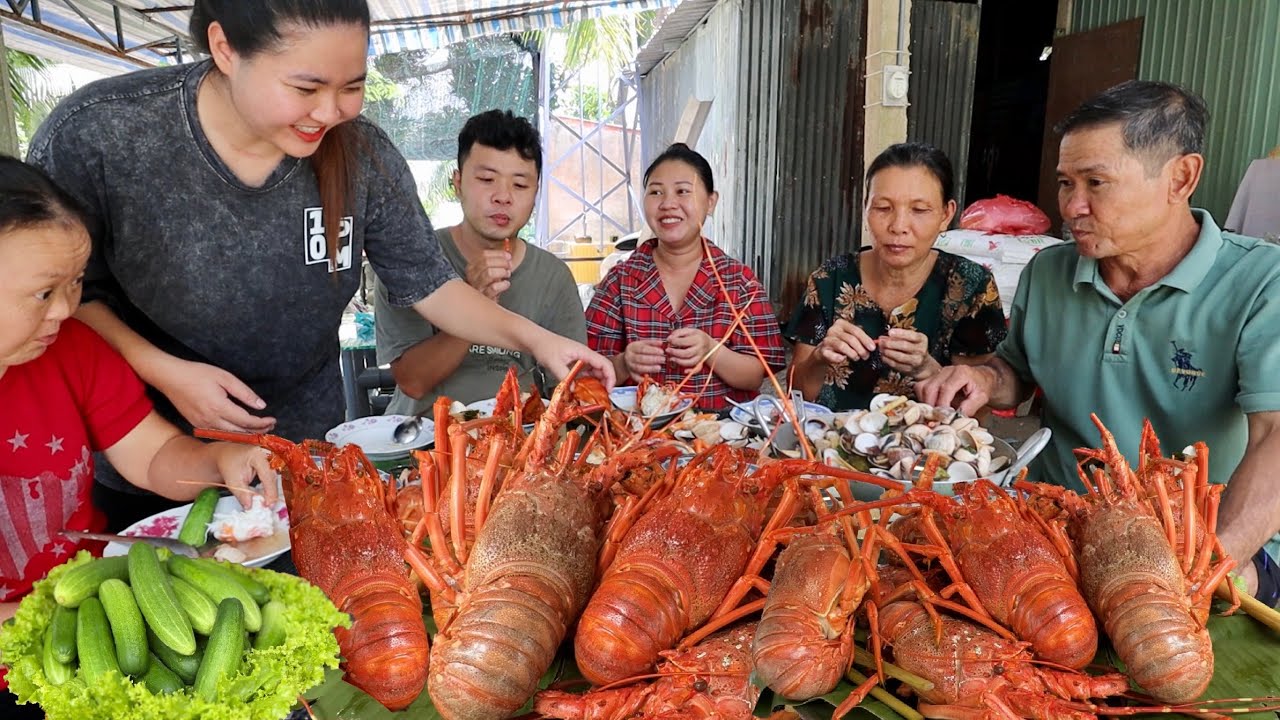 Quyên làm BỬA TIỆC TÔM HÙM chuẩn bị tinh thần cho chị 2 sinh em bé. Quê Tôi 