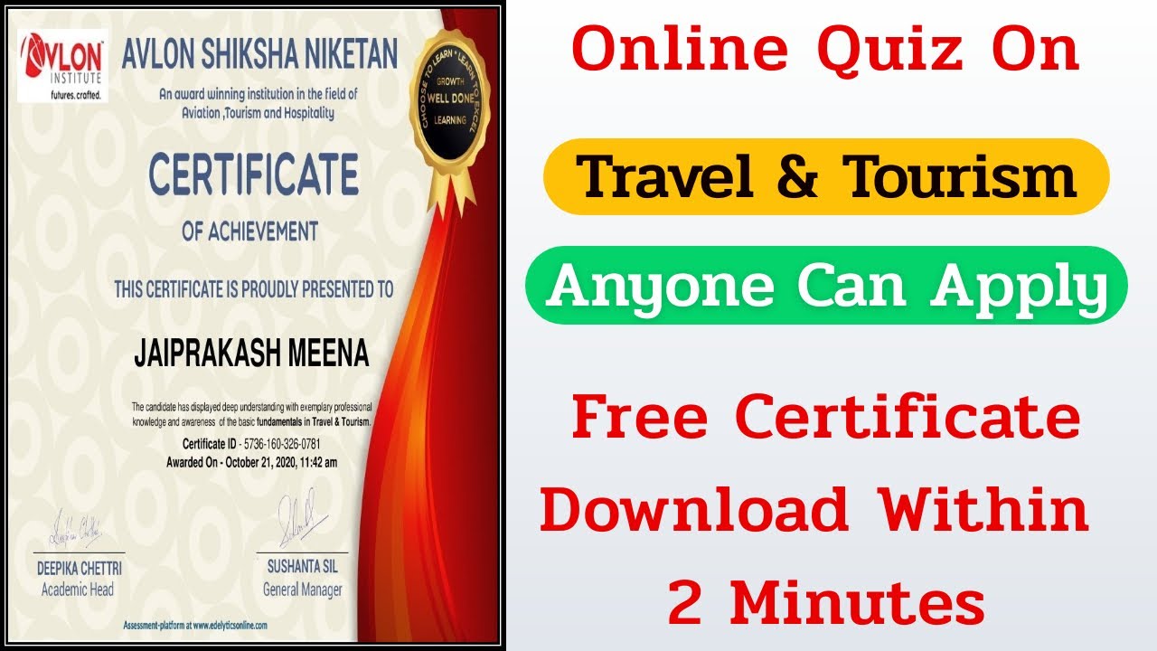 travel and tourism certificate program online