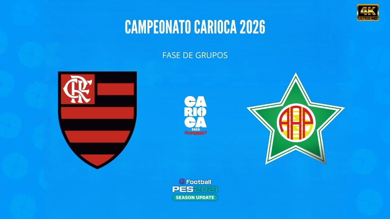 Ao Vivo - FLAMENGO x PORTUGUESA-RJ | CARIOCÃO 2026 | FASE DE GRUPO | SIMULAÇÃO | PES 21 PC Gameplay