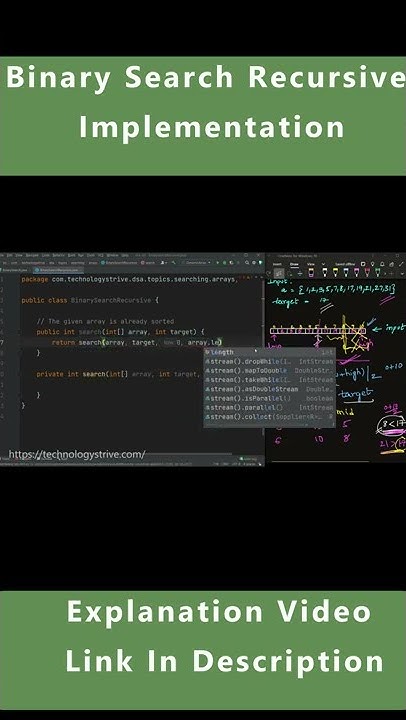 Binary Search Recursive Implementation in Java #shorts #ytshorts # ...