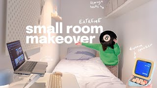 EXTREME small room makeover 🪴 standing desk, storage organization & tips