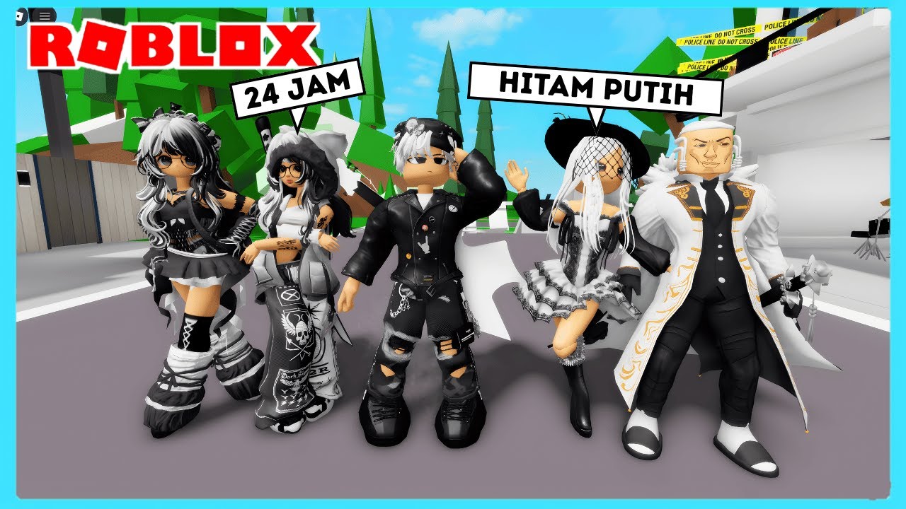 24 Jam Bang Boy Dan Caca Serba Hitam Putih Avatar Remaja Di Roblox Brookhaven ft 