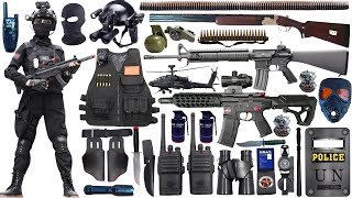 Special police weapon toy set unboxing, Submachine gun, Barrett sniper rifle, tactical helmet、bomb