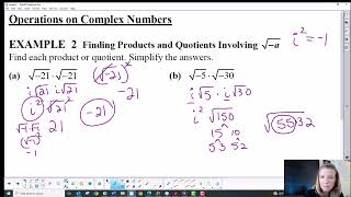 Math 121 1.3 Complex Numbers